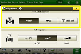 Front axle adjustment on CommandCenter