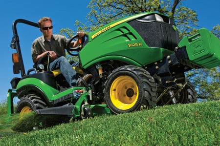 Standard 4WD and power steering make 1 Family Tractors excellent for mowing