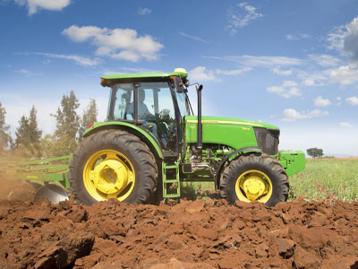 small tractor on rough terrian