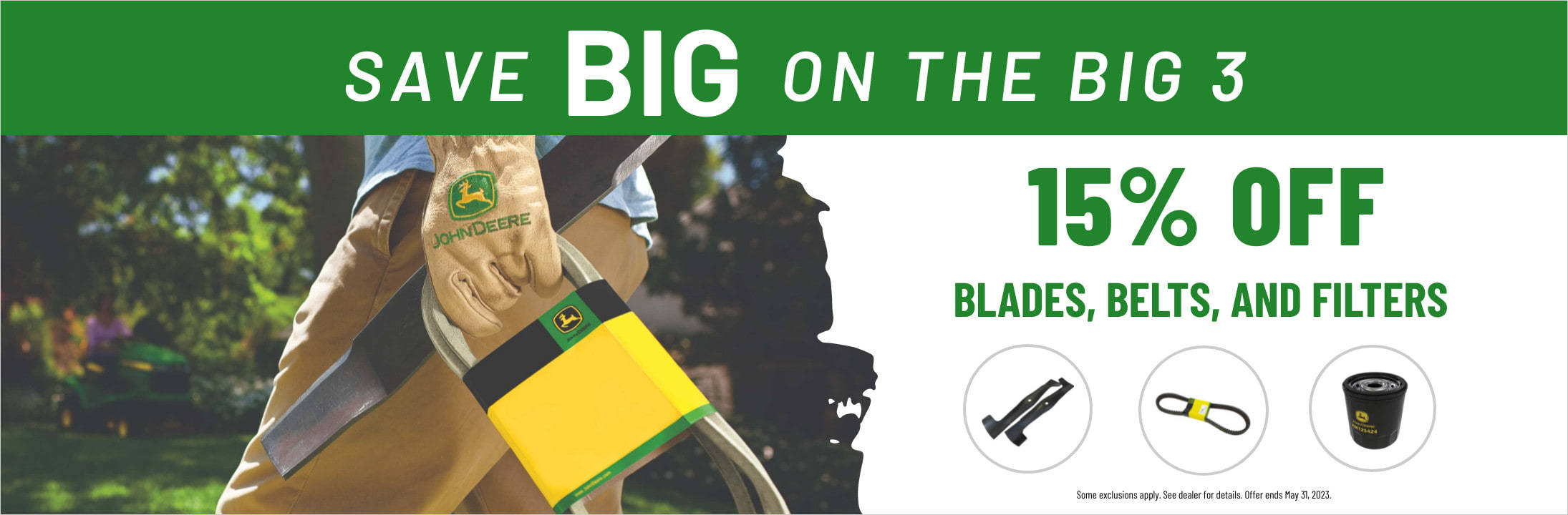 15% Off Parts - Blades, Belts, Filters