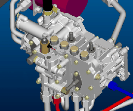 Illustration of Kanzaki dual-unitized hydraulic pump