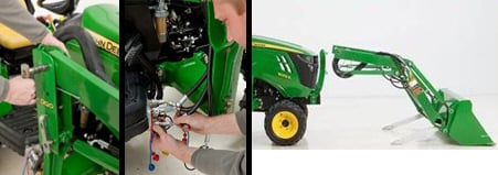 Mount to and from tractor without tools