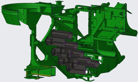 Illustration of feedroller train with XWear parts in black