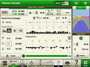 IRHD screen showing the applied downforce graph