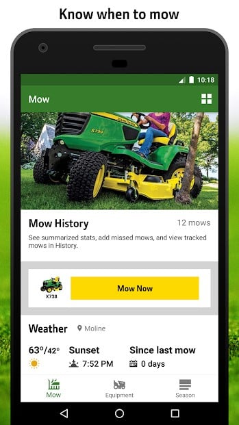 MowerPlus app screen