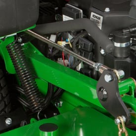 Mower lift spring and lever (minimum cut-height position)
