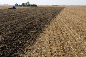 2720 Ripper remaining residue in corn stalks