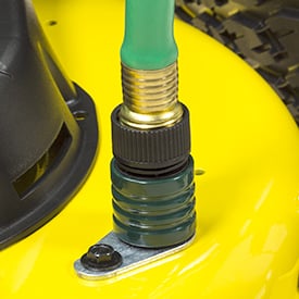 Mower wash port with hose connector