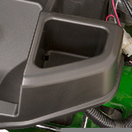 Open storage on left side of vehicle