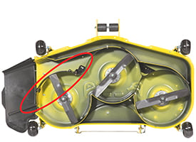 MulchControl baffle closed (similar mower deck shown) 