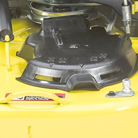 Hinged spindle pocket cover on the 42A Mower Deck