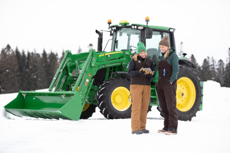 John Deere 6120M with StarFire© 6000 Receiver and tablet with JDLink