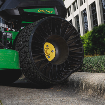 Tweel rear tire on QuikTrak Mower