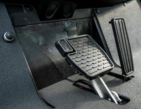 Go, brake, and park brake latch pedals