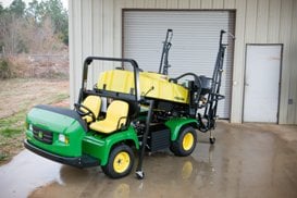 Sprayer resting on the front storage stands