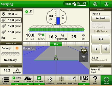 SprayStar spray rate control on Gen 4 4600 CommandCenter© display