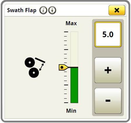 Adjust the swath flap from the display