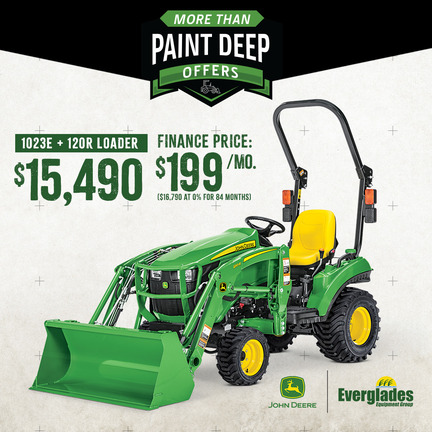 Image of John Deere 1023E Compact Tractor with 120R Loader