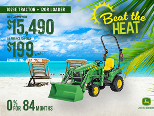 Image of John Deere 1023E Compact Tractor with 120R Loader