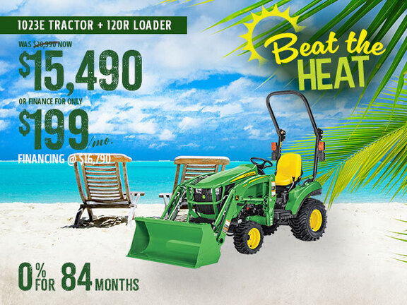 Image of John Deere 1023E Compact Tractor with 120R Loader