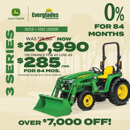 Image of John Deere 3025D Compact Tractor with 300E Loader