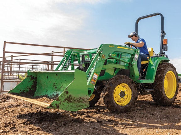 Image of John Deere 3025E Compact Tractor with 300E Loader