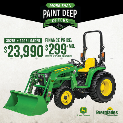 Image of John Deere 3025E Compact Tractor with 300E Loader