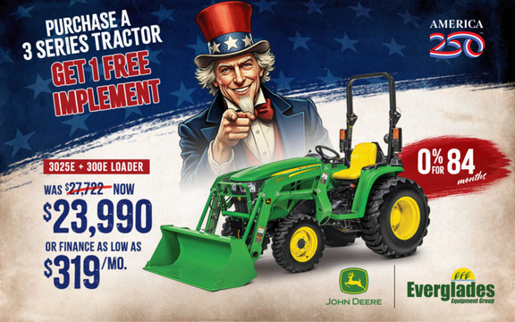 Image of John Deere 3025E Compact Tractor with 300E Loader