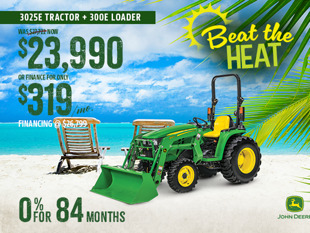 Image of John Deere 3025E Compact Tractor with 300E Loader