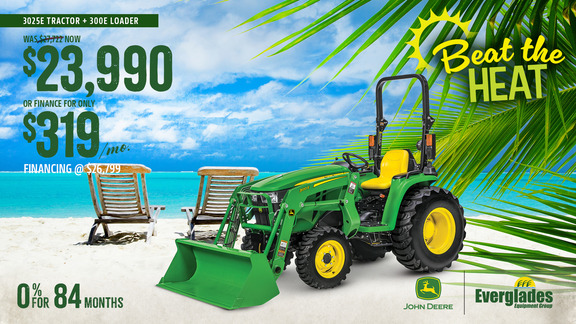 Image of John Deere 3025E Compact Tractor with 300E Loader