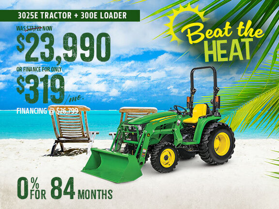 Image of John Deere 3025E Compact Tractor with 300E Loader
