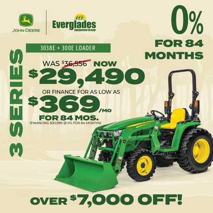Image of John Deere 3038E Compact Utility Tractor with 300E Loader Loader