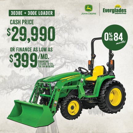 Image of John Deere 3038E Compact Utility Tractor with 300E Loader Loader