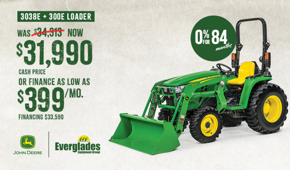 Image of John Deere 3038E Compact Utility Tractor with 300E Loader Loader