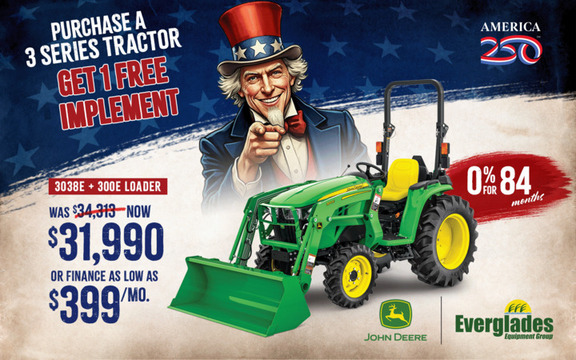 Image of John Deere 3038E Compact Utility Tractor with 300E Loader Loader